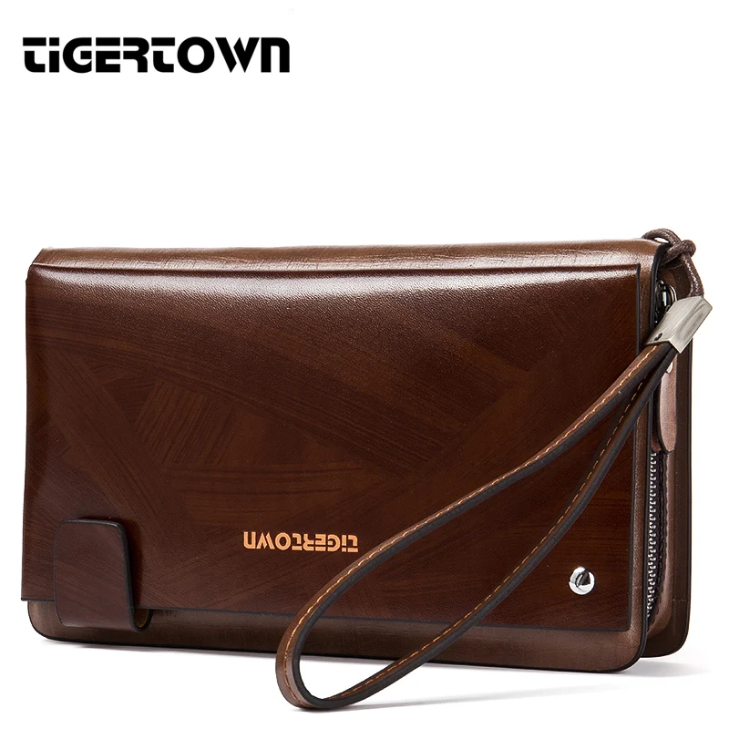 

High Quality New Men's Fashion Casual Long Genuine Cowhide Leather Zipper Large Capacity Wallet Hand Bag Clutch Purse