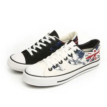 

Spring and Summer Authentic Vulcanized Shoes Casual Shoes Shoes Men British flag Printing Canvas Shoes