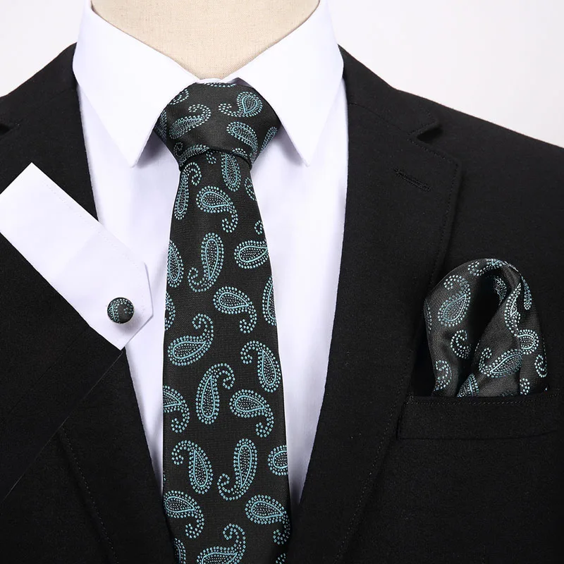 Стиль Для мужчин галстук в полоску Шелковый жаккардовый галстук Для мужчин; Подарочные носовые платки комплект запонок Бизнес Свадебная вечеринка галстуки для Для мужчин - Цвет: S73