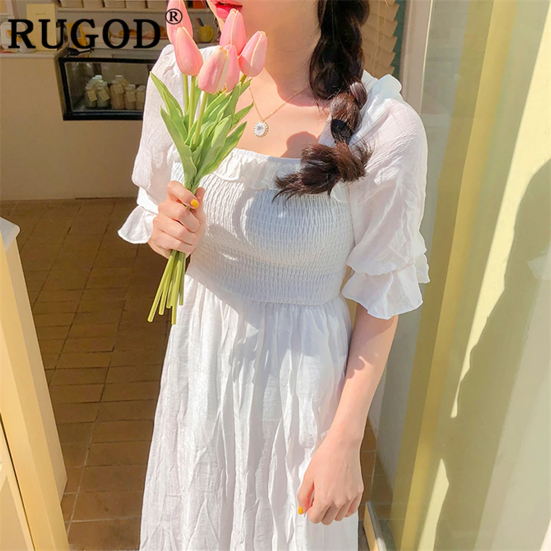 RUGOD шикарное Длинное Макси Белое Женское платье