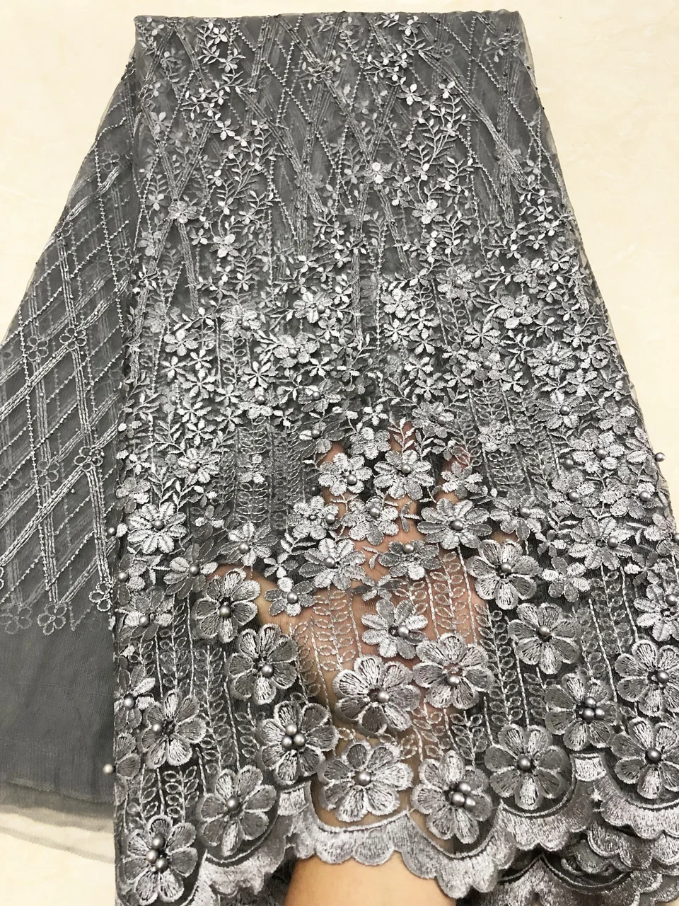 Африканские бисером кружевной ткани 2018 высокое качество кружева Материал ВИНО французский шнурок Ткань Нигерии Тюль кружевная ткань с