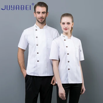 

Single-breasted Short-sleeved Chef Uniform Restaurant Hotel Food Service Kitchen Work Jacket Unisex Comfortable Breathable Tops