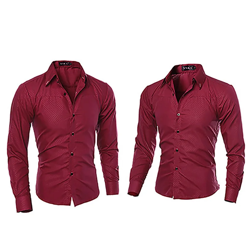 Для мужчин модные темно полосатый Бизнес Slim Fit Повседневное платье с длинным