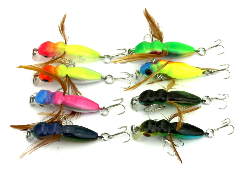 Fly Fishing Insect Bait Articial Lure Crankbait Bass Bait Jig Wobbler Fishing Lure Plastic Hard Lures 3.4g 4.5cm