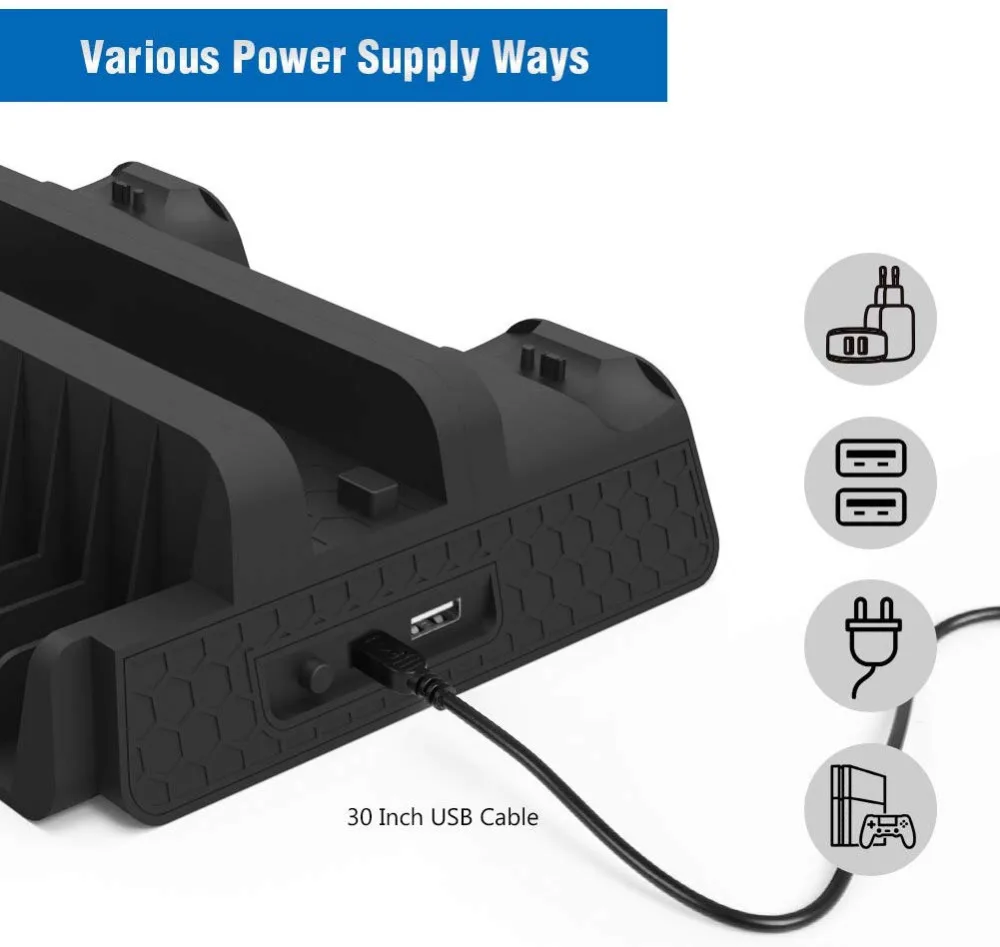 Almofada de Resfriamento Controlador do Ventilador Suporte de Armazenamento de Disco Base para Playstation Magro Console Vertical Carregador Jogo Torre 4 Ps4 - Pro - Image 3