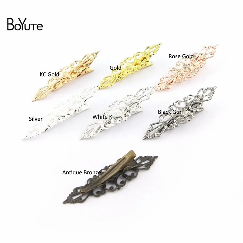 BoYuTe 20Pcs 1557MM Filigree Flower Hair Clip Vintage Style 7 Colors Plated Women Hair Accessories Hairgrip (4)
