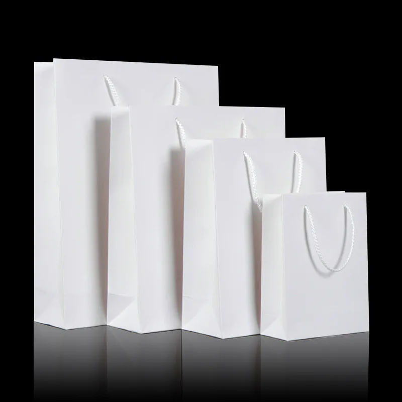 200 шт/партия белая крафт-бумага сумка с ручкой сувенир для свадебной вечеринки бумажные подарочные пакеты