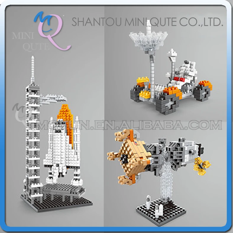 

Full Set Mini Qute YZ 3pcs outer space Rocket Satellite Lunar Vehicle diamond block plastic building block boys educational toy