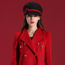 Women Winter Hats classical Dress Wool Felt Hat Natural 100% Wool with Little Cute Flower 2014 New Fashion casacos femininos