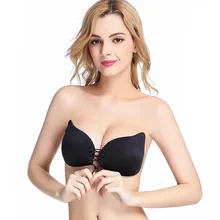 Lace Up Self Adhesive Invisible Strapless Push Up Bra Top Stick Gel Silicone Bralette Sexy Deep V Fly Bras for Women Sujetador
