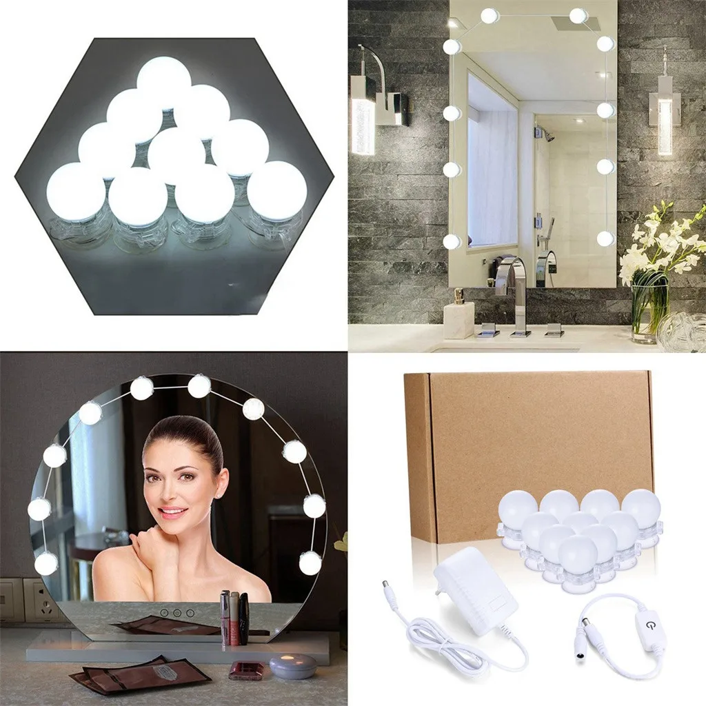 

Makeup Mirror LED Light String for Table Wall Lamp with Dimmable Touches Control bathroom Hollywood European Light Bulb 19L0708