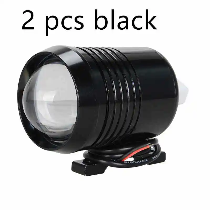Универсальный светодиодный фонарь для мотоцикла, водонепроницаемый противотуманный прожектор 6000 k, супер яркая лампа для большинства мотоциклов - Цвет: 2 pcs black