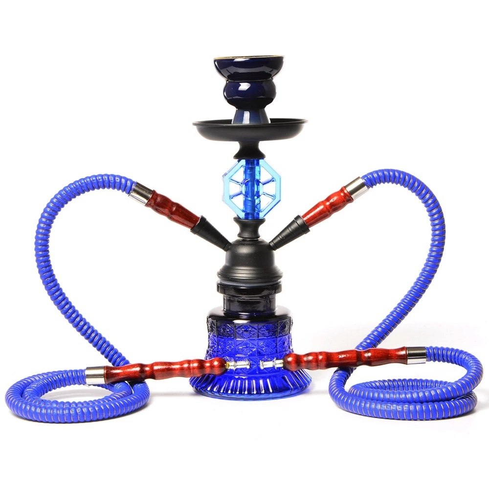 Travel Shisha Pipe Set Double Hookah Chicha Narguile Completo with  Glass Bowl