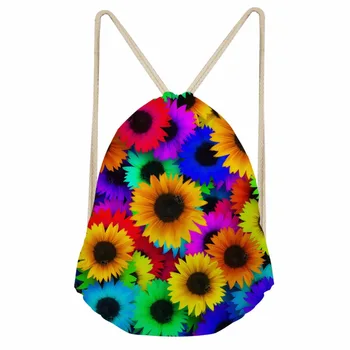 

Noisydesigns sunflower multicoloured lovely personality 3D Tropical Printed Backpack Women Girls New Drawstring Bag Casual