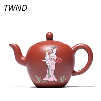 

200CC Yixing purple sand teapot Dahongpao beauty shoulder pot handpainted handmade kettle certificate drinkware