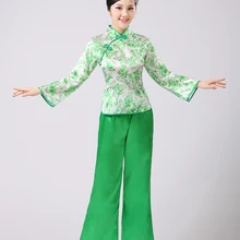 Сине-белая фарфоровая танцевальная одежда Yangko women Show National Drum веер для танцевального костюма одежда для американской кадрили красный/розовый/зеленый/синий