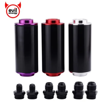

evil energy 100Micron Steel Element Fuel Oil Filter High Flow Billet Aluminum Inline Fuel Petrol Filter AN10 AN8 AN6 Fitting