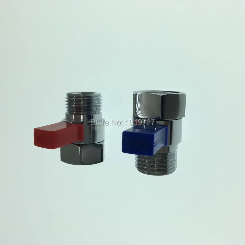 

2 Pcs Red Blue Brass Flow Control Valve Water Pressure Reducing For Bidet Spray or Hand Shower Head Diverter Shut Off Switch