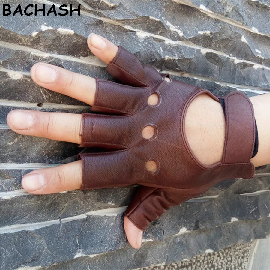 BACHASH, козья кожа, Прямая поставка,, модные женские перчатки для вождения с полупальцами, 1 шт., кожаные перчатки для женщин, одноцветные