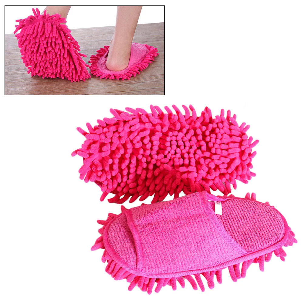 

1 Pair Microfiber Chenille Slippers Women'S House Slippers Floor Cleaning Mop Floor Dust Cleaning Tool Home Accessories