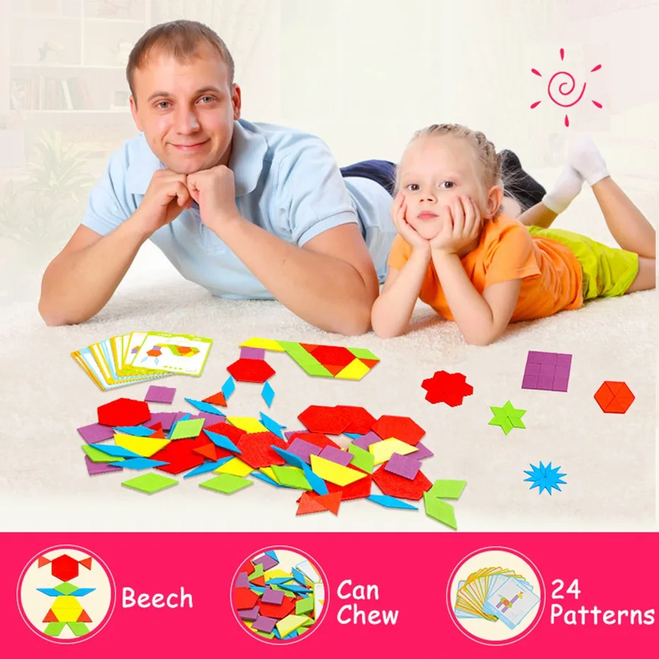 

130pcs Wooden Jigsaw Puzzle Creative Games Brain Training Intelligent Educational Baby Toys for Kids New Year Colorful Gifts
