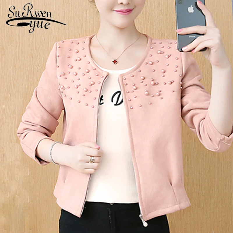new High quality Fashion Women jackets 2018 Long Sleeve Solid Beading Zipper Cardigan jacket Women coat Small Suit Coat 0979 30 new High quality Fashion Women jackets 2018 Long Sleeve Solid Beading Zipper Cardigan jacket Women coat Small Suit Coat 0979 30
