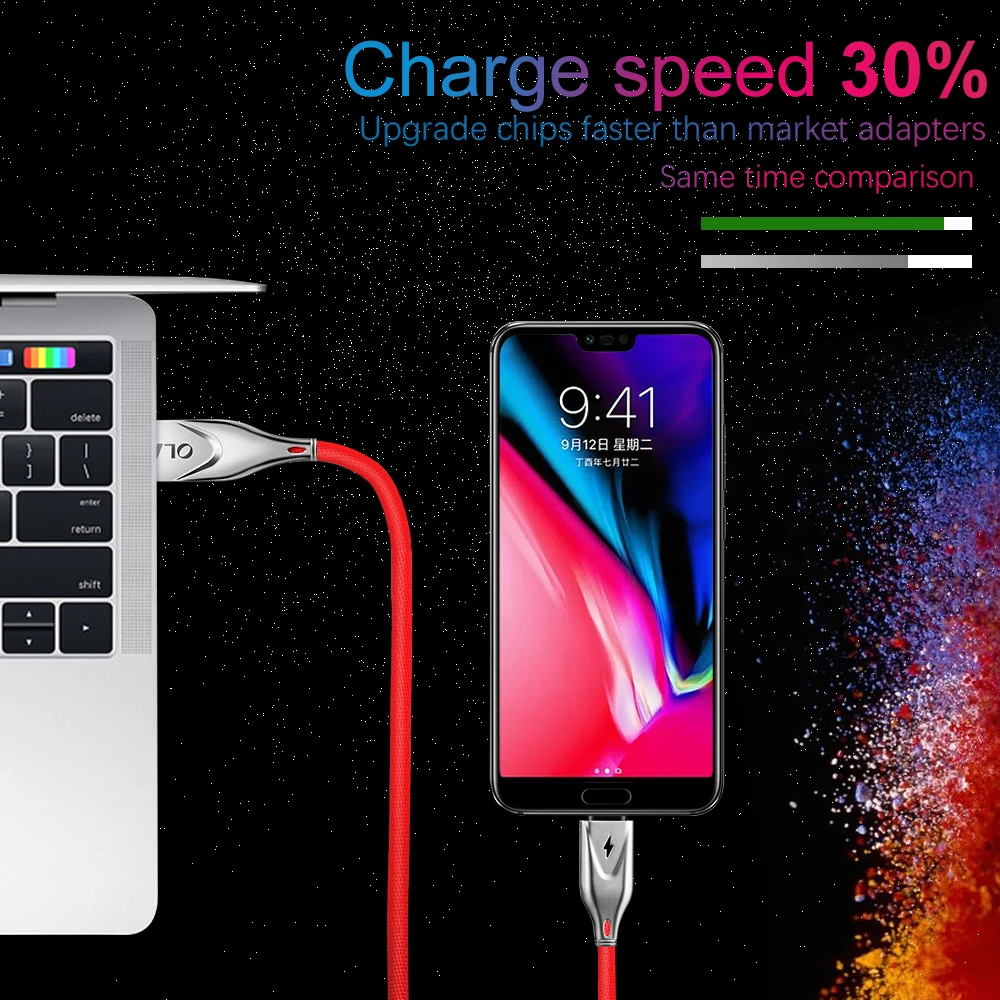 OLAF 3D Zinc 2.3A Micro USB Cable Fast Charging USB Data Cable for Samsung Xiaomi Tablet Android Cord Microusb Charger Cable