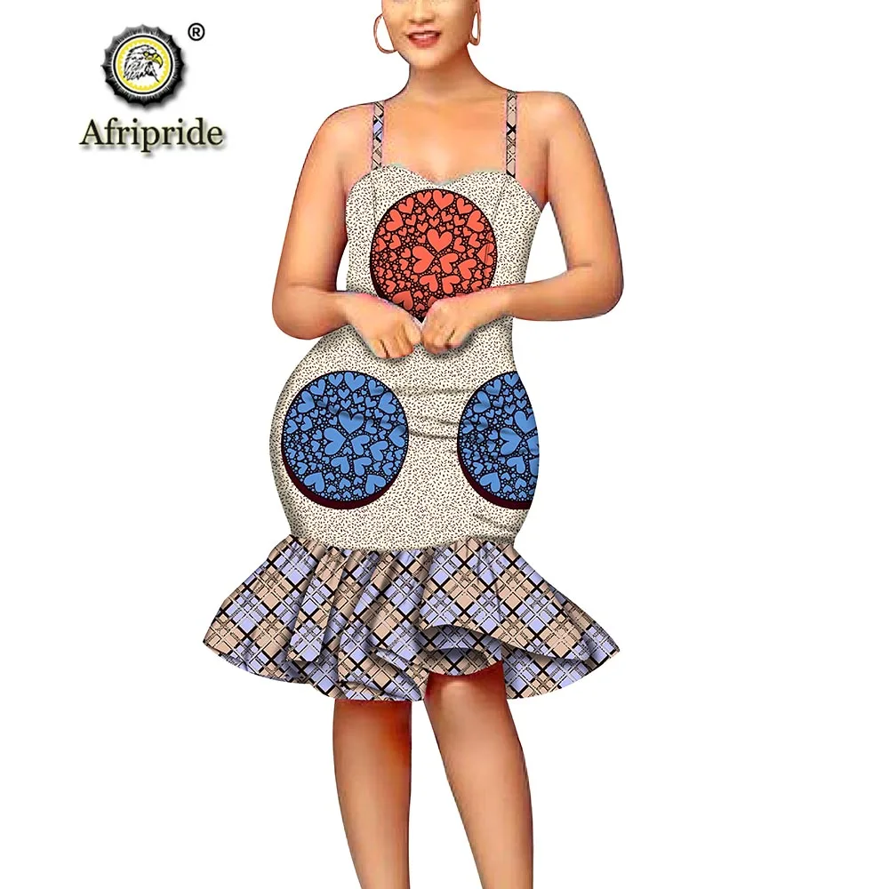 

2019 African dresses for women sexy dress summer casual sleeveless spaghetti strap knee dress print dashiki AFRIPRIDE S1925081