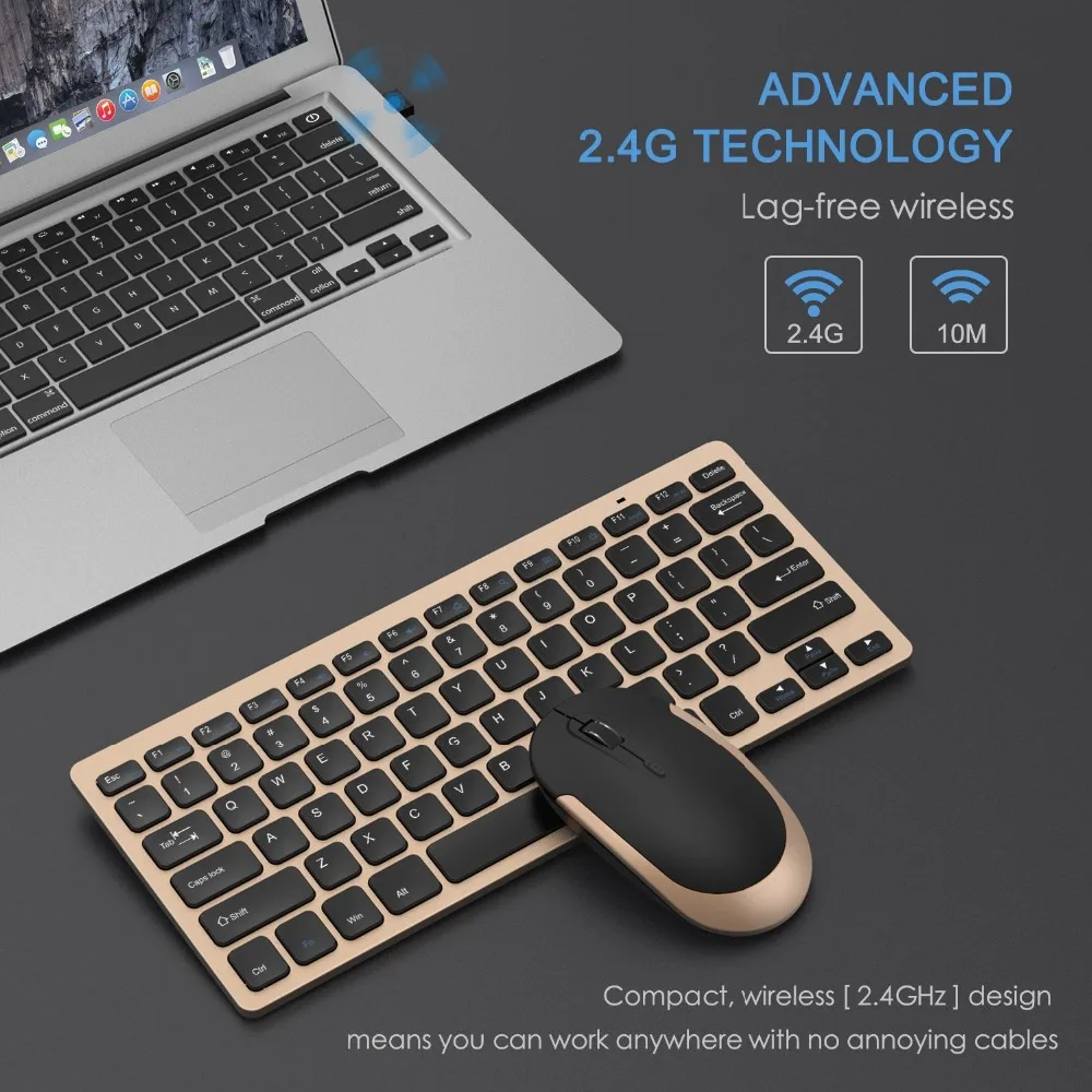  Jelly Comb 2.4G Wireless Keyboard Mouse Combo Set Ultra Slim Portable Keyboard and Mice for PC Desk