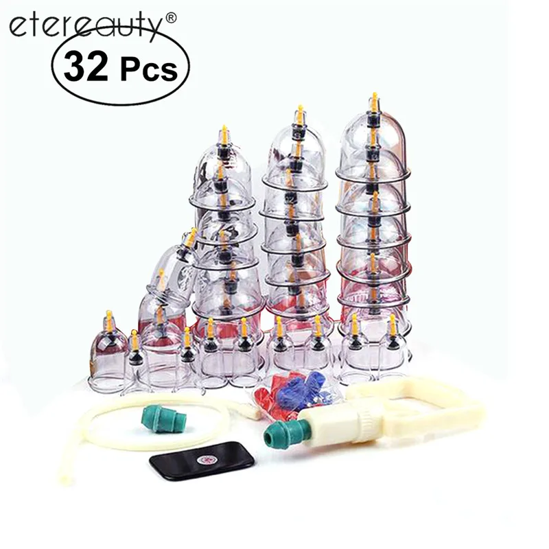 ETEREAUTY 32 Cups Acupuncture Massage Cupping Therapy Set Chinese
