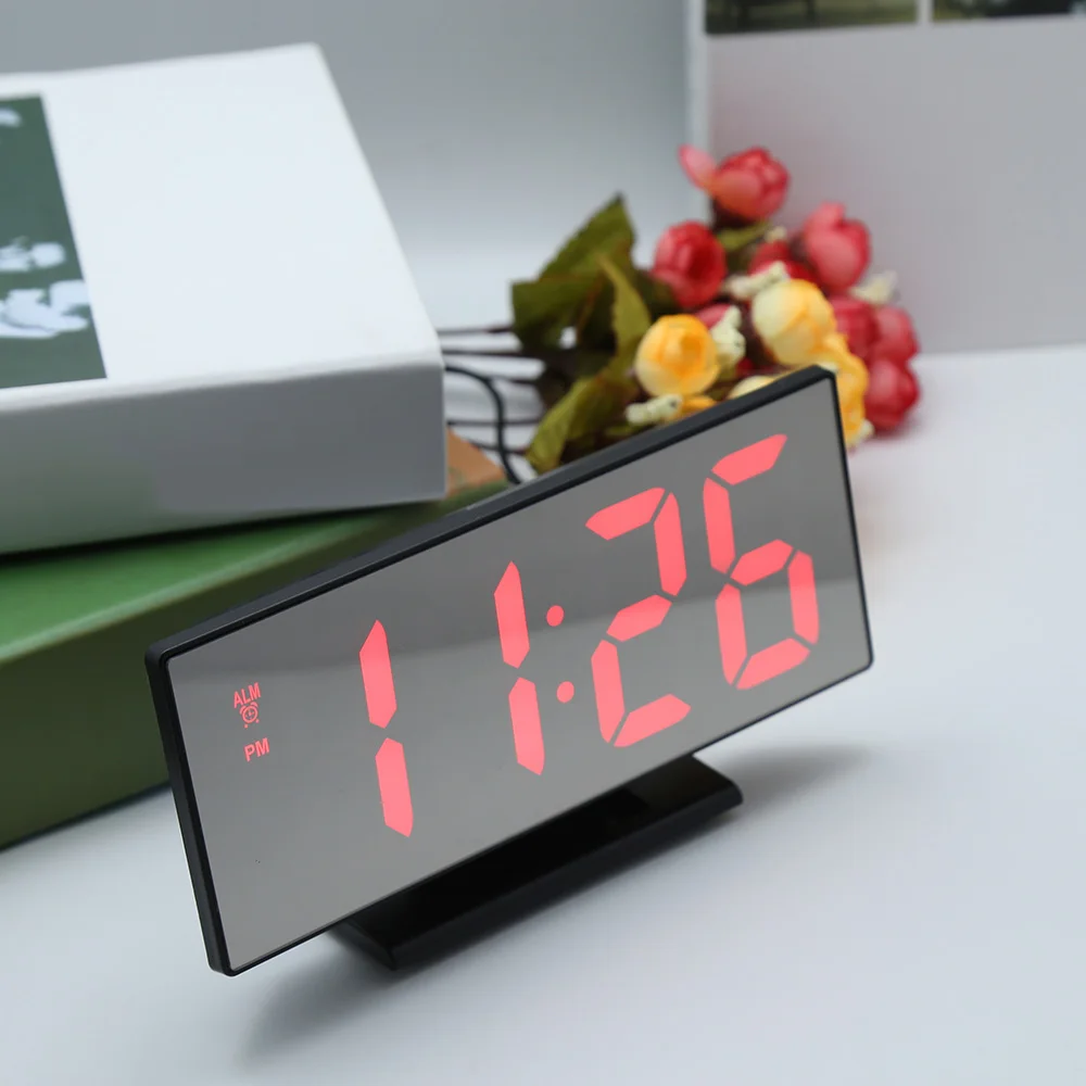Upgrate цифровой будильник светодиодный зеркальный часы Многофункциональный Повтор дисплей время ночной светодиодный настольный reloj despertador