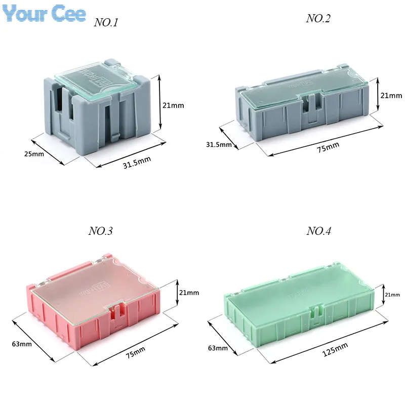 1 шт. SMD SMT компонент IC ящики для хранения контейнеров Diy Электронные практичные ювелирные изделия патч Коробка Чехол зеленый синий розовый белый желтый