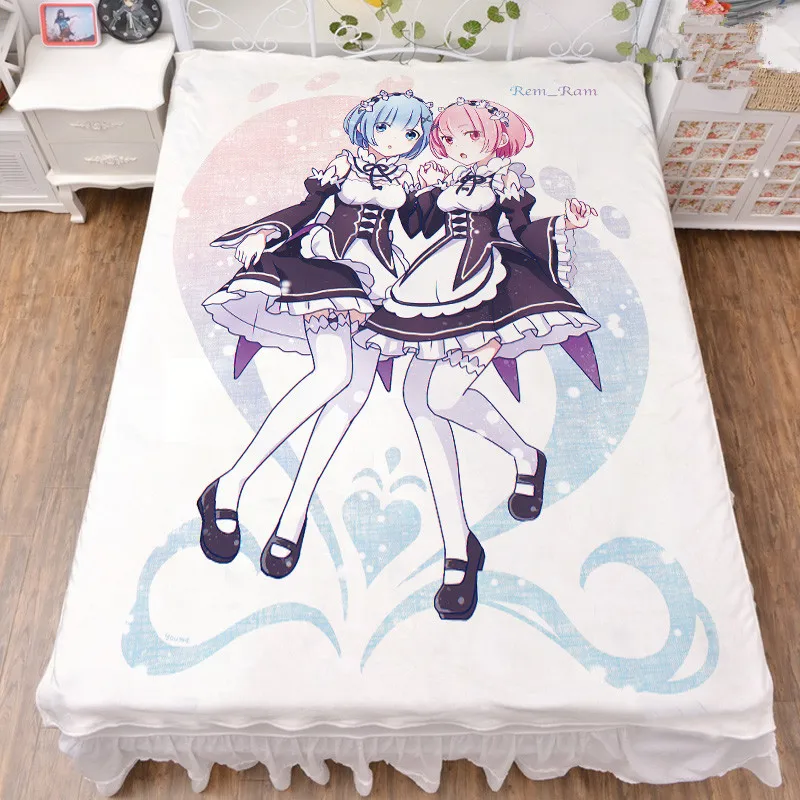 Аниме Re Zero kara Hajimeru Isekai Seikatsu персонаж сексуальная девушка ОЗУ и рем Простыня из