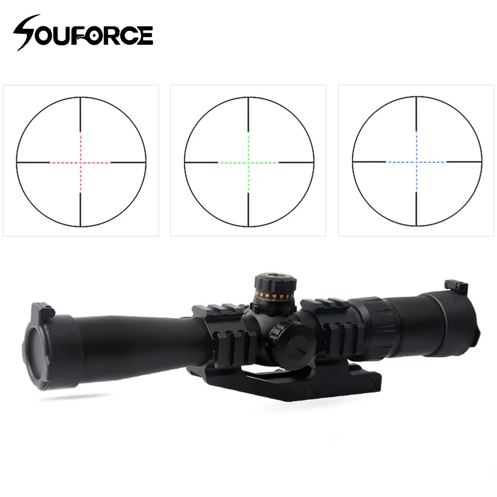 

New Tactical 2-7X32BE Optical Rifle Scope Out-fit Red Green Blue Triple Illuminated Self-locking with Ring Accessory for Hunting