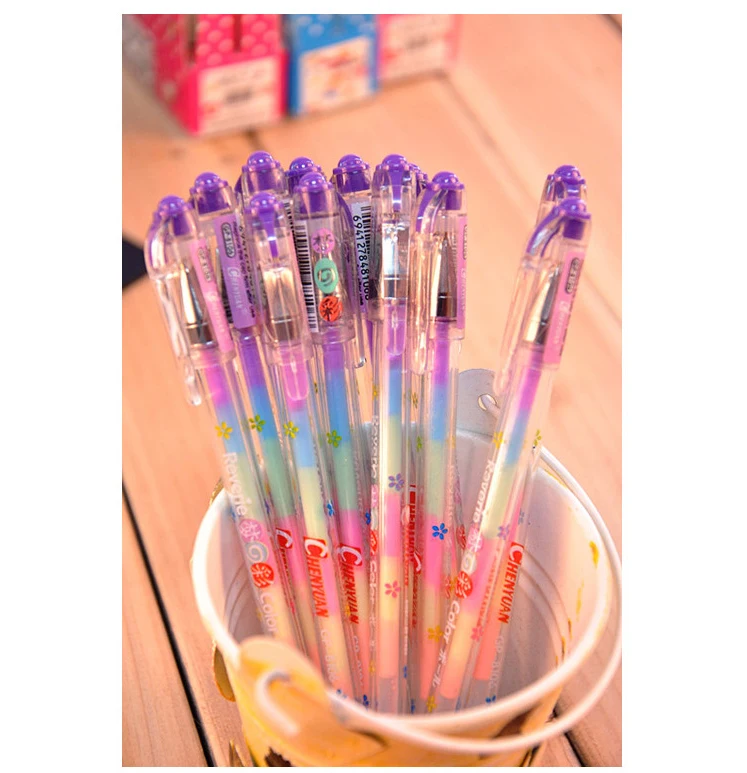 4pcs 6 Colors In 1 Korean Stationery Watercolor Chalk Pen Highlighter Marker Painting Pen Drawing Tools School Art Supplies