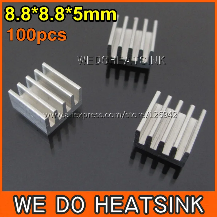 

Free Shipping 100Pcs/Lot 8.8*8.8*5 mm Ram Heatsink Aluminium Chipset Aluminum Heat Sink Fans & Cooling For Sale