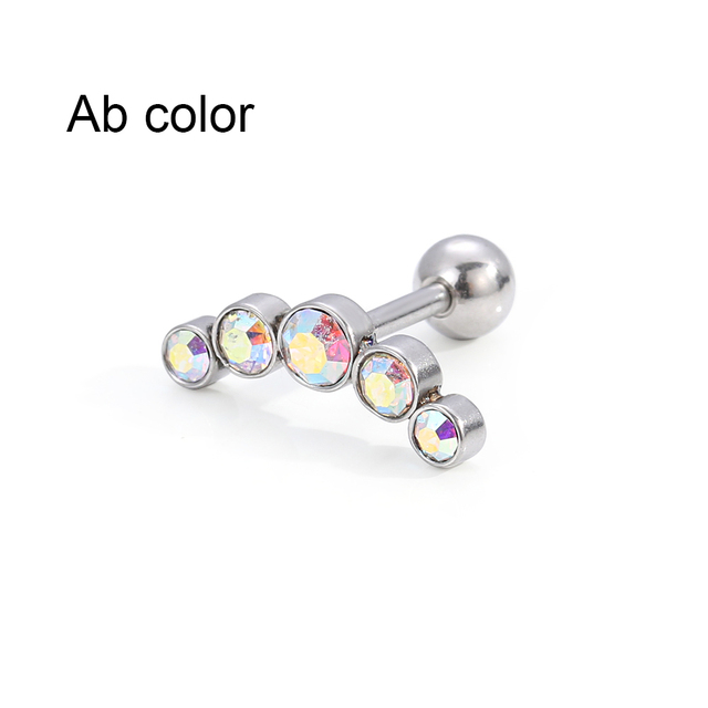 Cartilage Helix Tragus Stud Earrings Ear Nail Stainless Steel Bar Piercing Crystal Body Jewelry Accessories Gifts