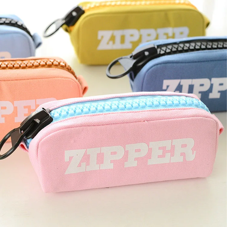 Big zipper pencil bag Canvas estuches school pencil case Stationery
