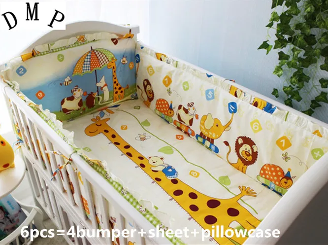 

Promotion! 6pcs Nursery Crib Bedding set newborn Baby boy cot bedding set ,include (bumpers+sheet+pillow cover)
