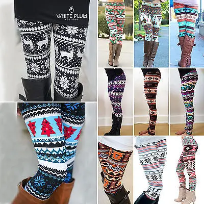 Женская зимняя теплая Рождественская ткань из хлопка|leggings cotton|snowflake leggingswinter warm |