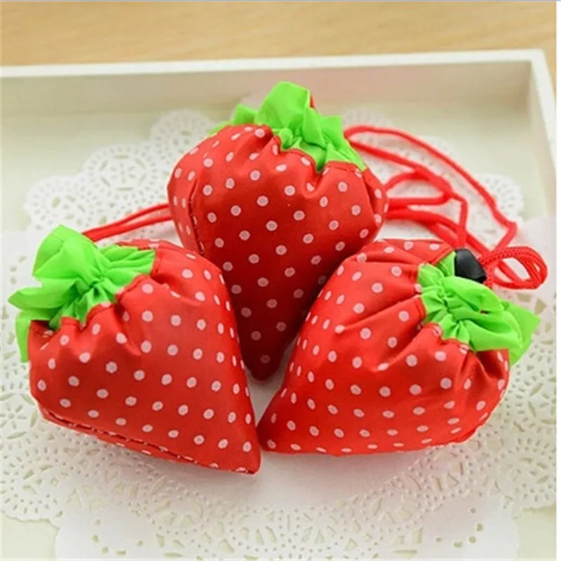 

Portable Collapsible Strawberry Eco-friendly Supermarket Shopping Storage Bags Cute Colorful Food Clothes Sundries Storage Bags