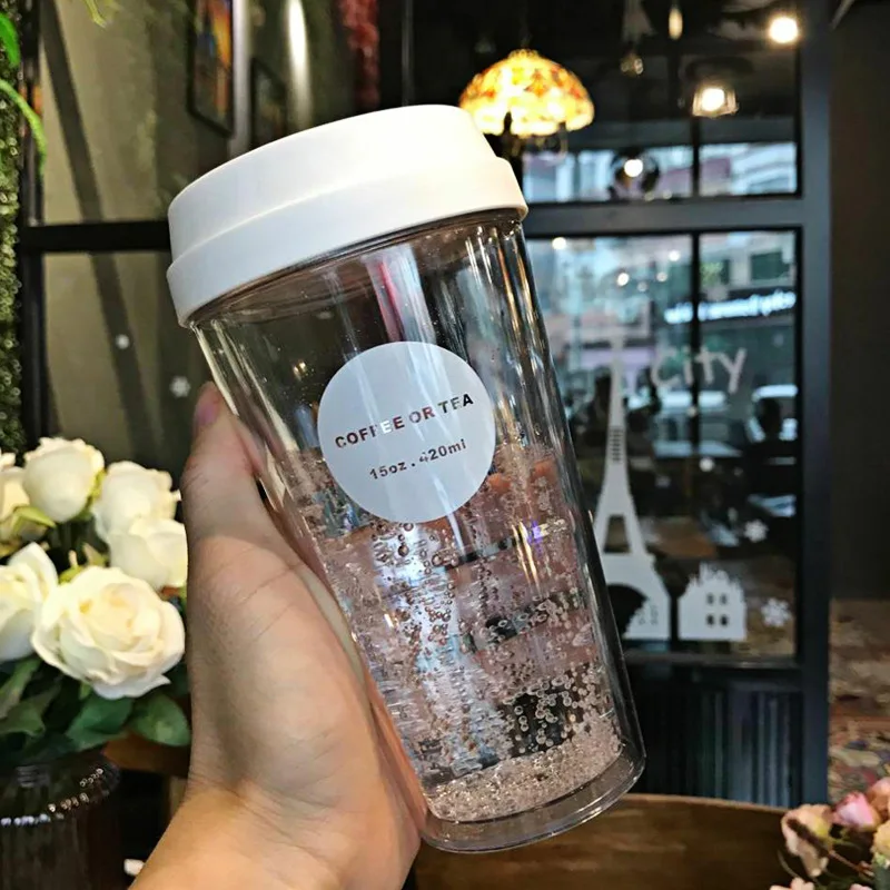

420ml Portable Double Layer Coffee Cup Car Leak Proof Cup Lovers Tea Coffee Cups Travel Essential Mug Cups Water Women's Supplie