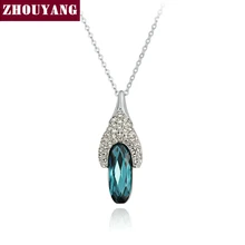 ZHOUYANG высокое качество ZYN066 синий драгоценный камень ожерелье с обувью серебряный цвет модные ювелирные изделия без никеля кулон кристалл
