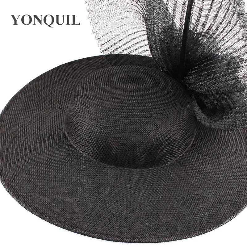 Черные вуалетки для свадеб женские элегантные kenducky сетки большие шляпы зажимы вечерние fedora шапки головные уборы в сетку с цветком