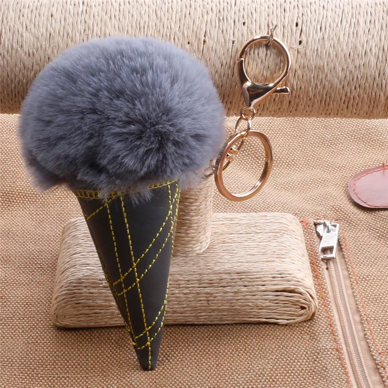 H: hyde nueva 17 colores POM bola llavero pompom helado Pieles de animales llavero para las mujeres porte Clef llavero chaveiros
