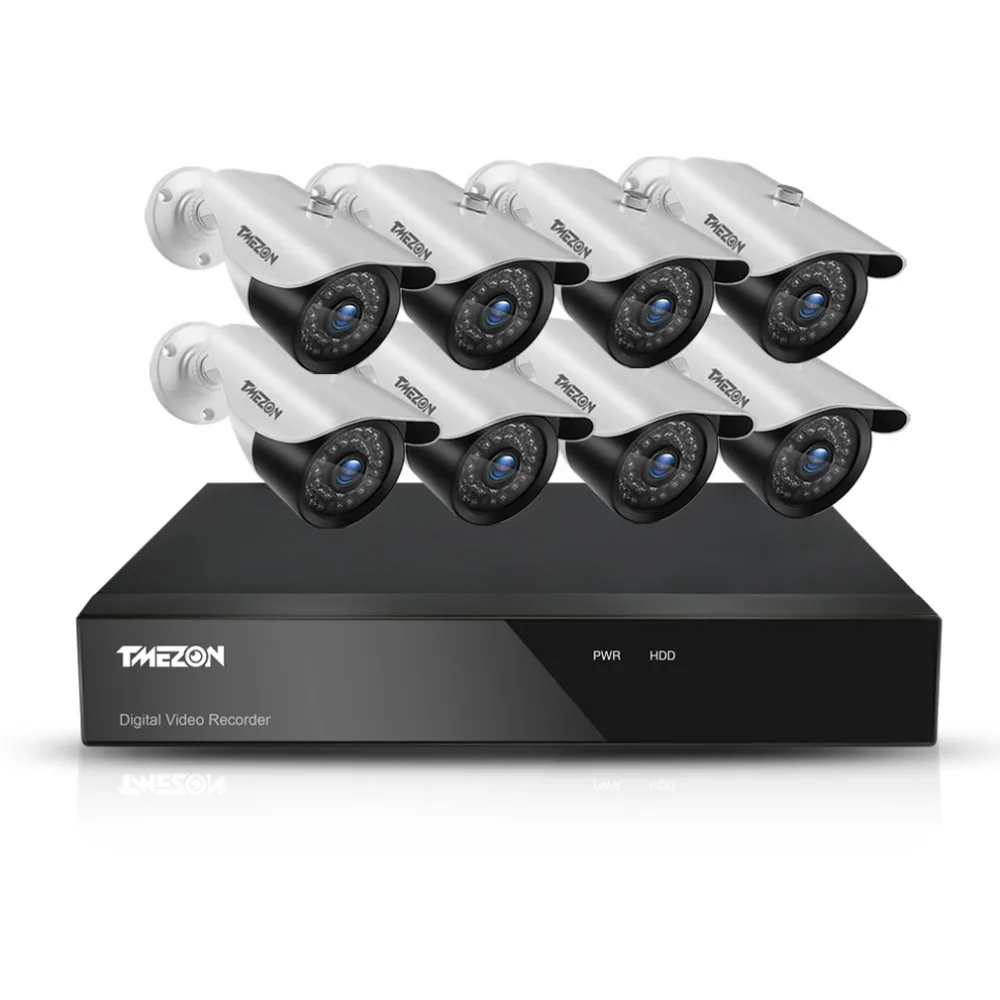 Tmezon HD AHD 1080P DVR NVR HVR домашняя система видеонаблюдения CCTV 8 шт Bullet 1080P 2.0мп камера Открытый Всепогодный комплект