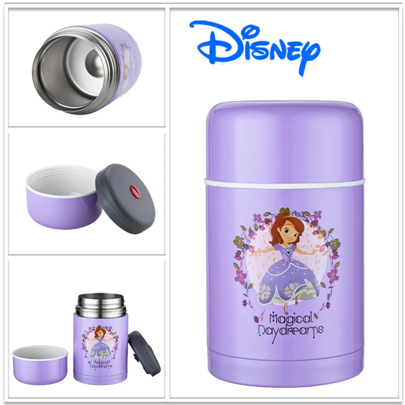 Disney Sofia Dory 750ml Stainless Steel Vacuum Insulated Lunch Box for Children White and Purple Kids