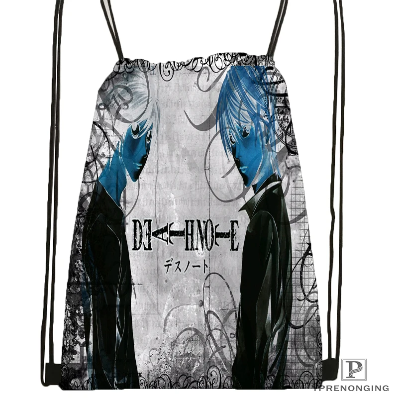 Custom Death Note Drawstring Backpack Bag for Man Woman Cute Daypack Kids Satchel Black Back 31x40cm