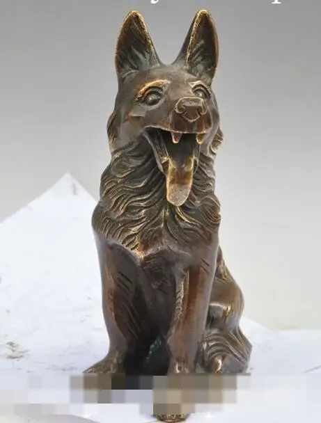 

S4982 9"Chinese Fengshui Bronze copper Door Wolf Zodiac Police dog Hound Dog Statue discount 30% (C0324)