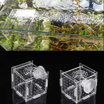 

New Aquarium Acrylic Fish Bowls Tank Breeding Isolation Box With Sucker For Baby Fish Hatchery Rooms Incubator Reptile Cage